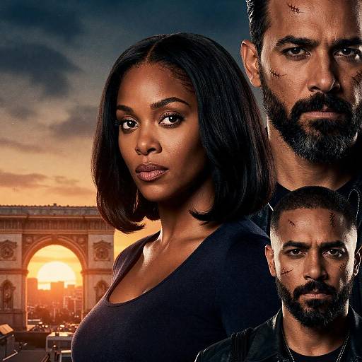 Dramatic Movie Poster with Woman and Bearded Man