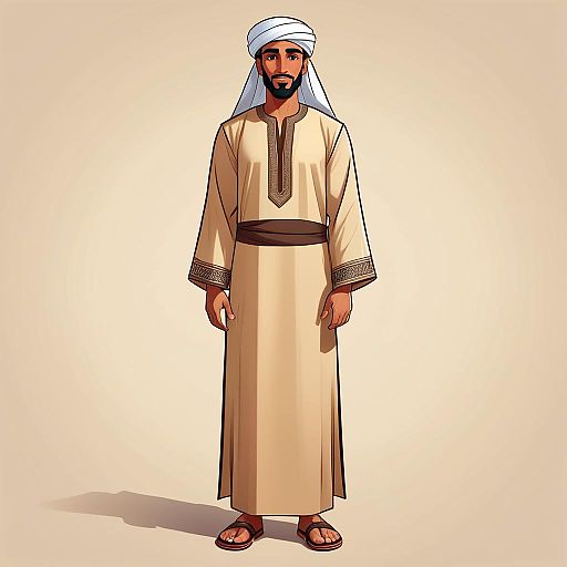 Middle Eastern Man in Traditional Thobe and Headgear