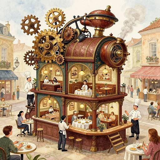 Whimsical Restaurant Machine Illustration