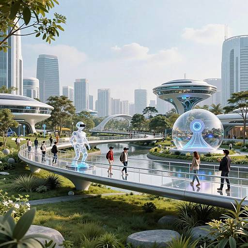 Futuristic Urban Park with AR