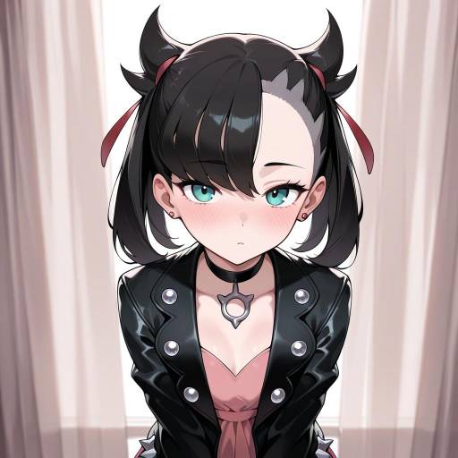 Cute Girl with Black Hair and Accessories