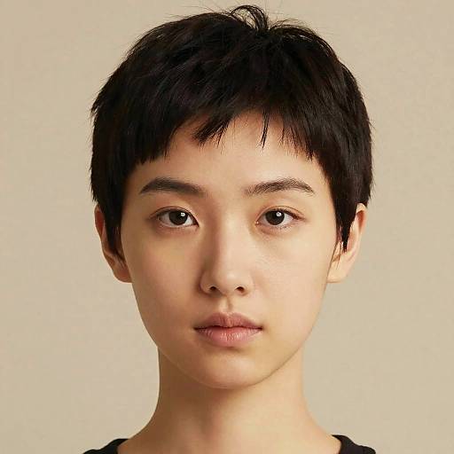 Photograph of a young Asian man with short black hair, light skin, and neutral expression, against a plain beige background.