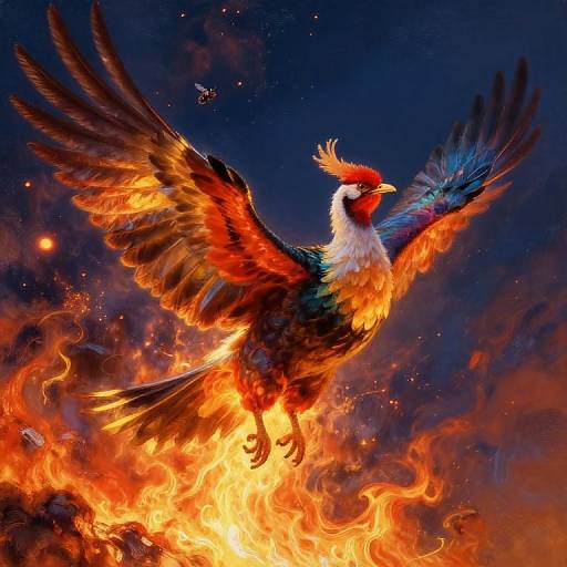 Majestic Phoenix Rising in Impressionist Style