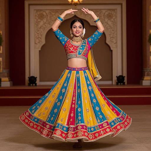 Colorful Woman in Dandiya Dance Costume