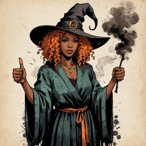 Enchanting Witch in Vintage Illustration