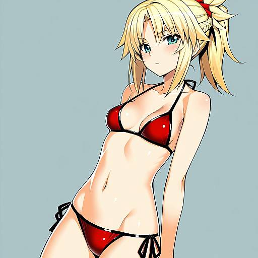 Illustration of Mordred (swimsuit rider) (first ascension) (fate), fate (series) in the style of Namonashi