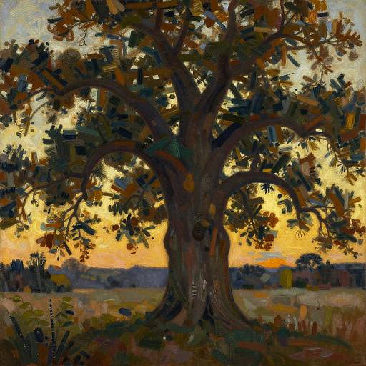 Expressionist Ancient Oak at Dawn