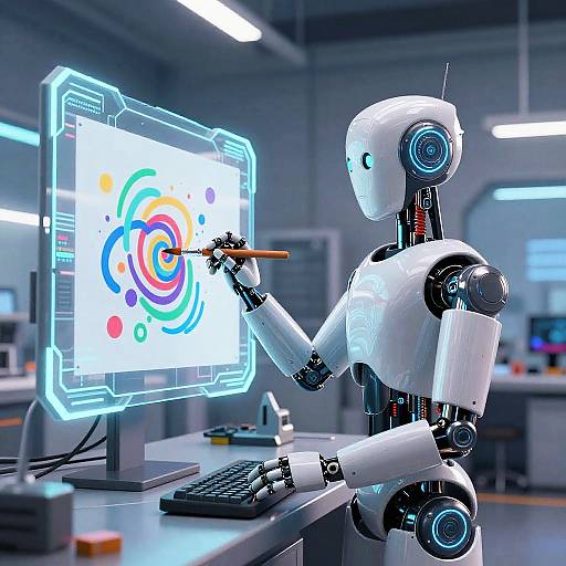 AI Artist Creating Digital Masterpiece