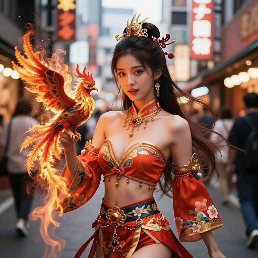 Cinematic Fire Bender in Vibrant Outfit