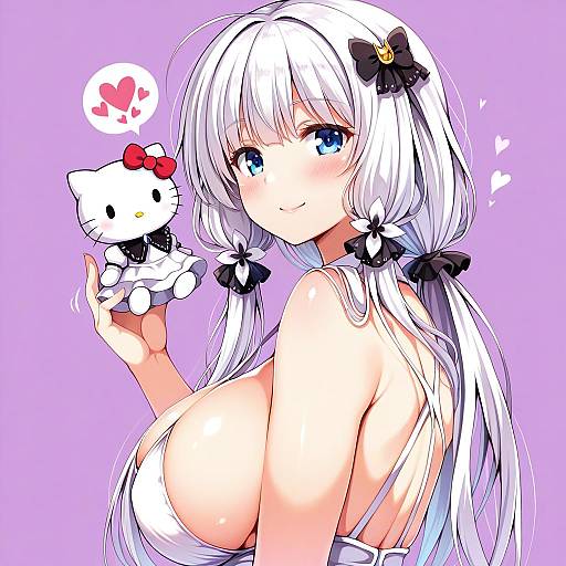 Illustration of Hello kitty (character), sanrio in the style of Utsurogi angu