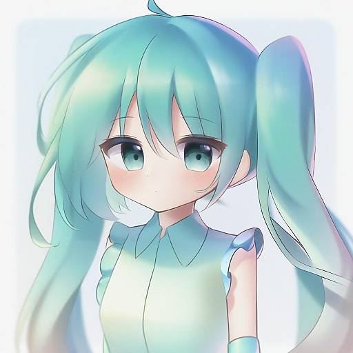 Illustration of Hachune miku, vocaloid in the style of Pudding (skymint 028)