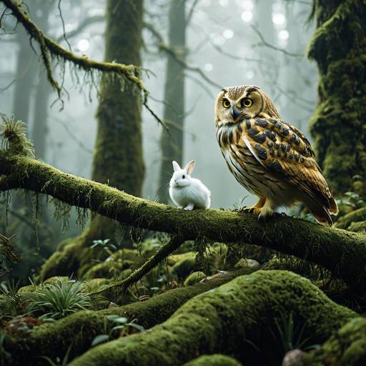 Enchanted Woodland: Golden Owl and Rabbit