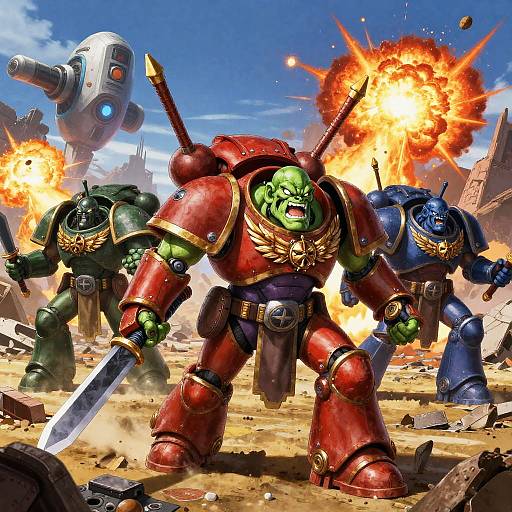Anime-Style Warhammer 40K Ork Battle
