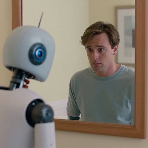 Sad Robot Reflecting in Soft Pastels