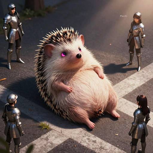 Fuchsia Anthro Hedgehog in Silver Armor