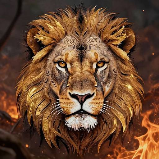 Tribal Lion Head Painting