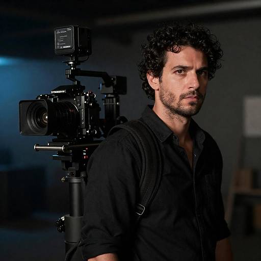 Cinematographer in Industrial Blue Shadows