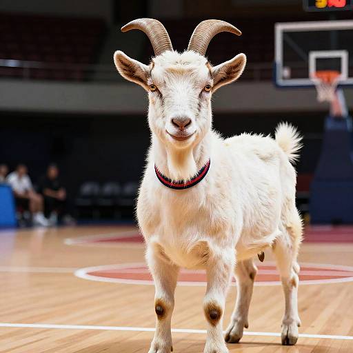 Regal Goat Athlete on Basketball Court