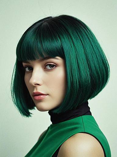 Photorealistic Emerald Green Bob Hairstyle