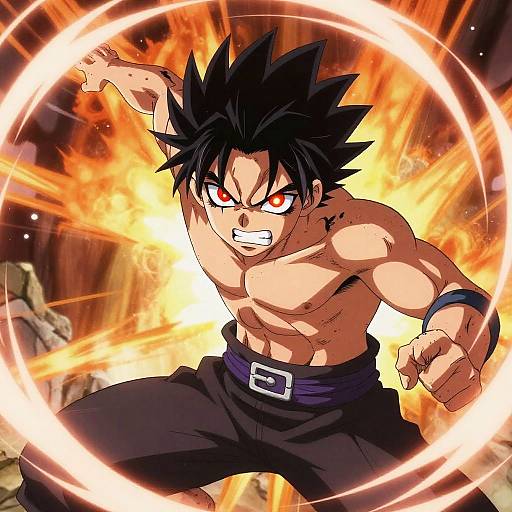 Fierce Anime Warrior Battle Scene