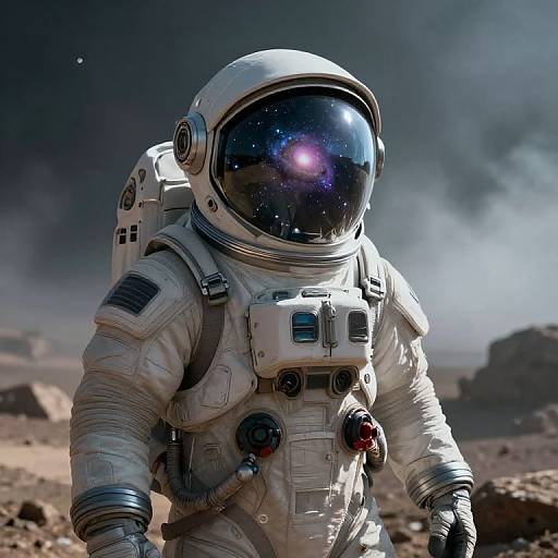 Sci-Fi Space Explorer in Rugged Terrain