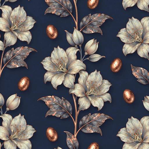 Baroque Midnight Blue Wallpaper Design