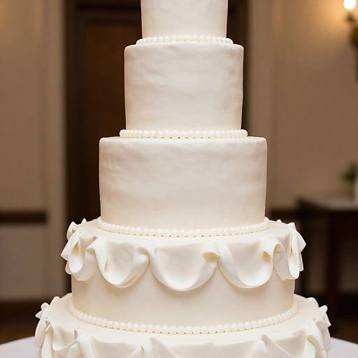 Elegant White Ruffled Wedding Cake