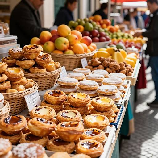 Vibrant Lisbon Market Pastry Stall