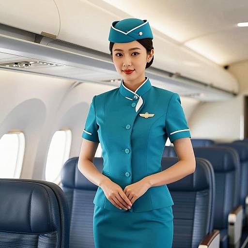 Stylish Flight Attendant in Retro Airplane