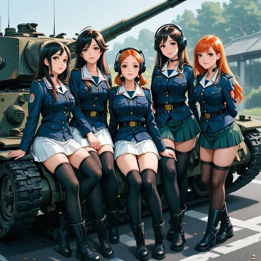 Five Girls in Military Uniforms