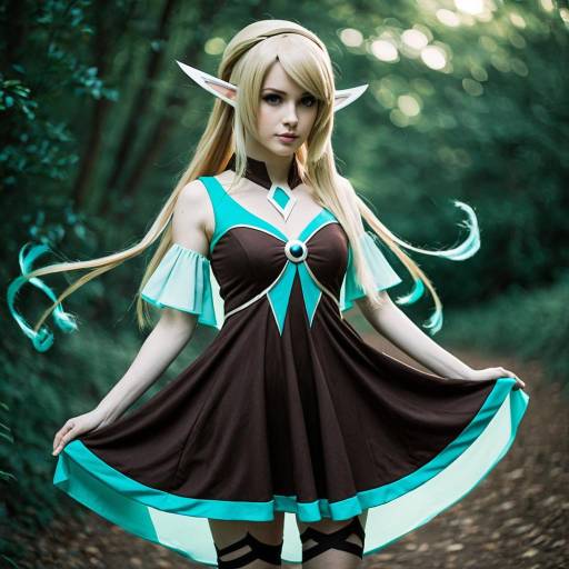 Cosplay Woman in Meloetta Inspired Dress