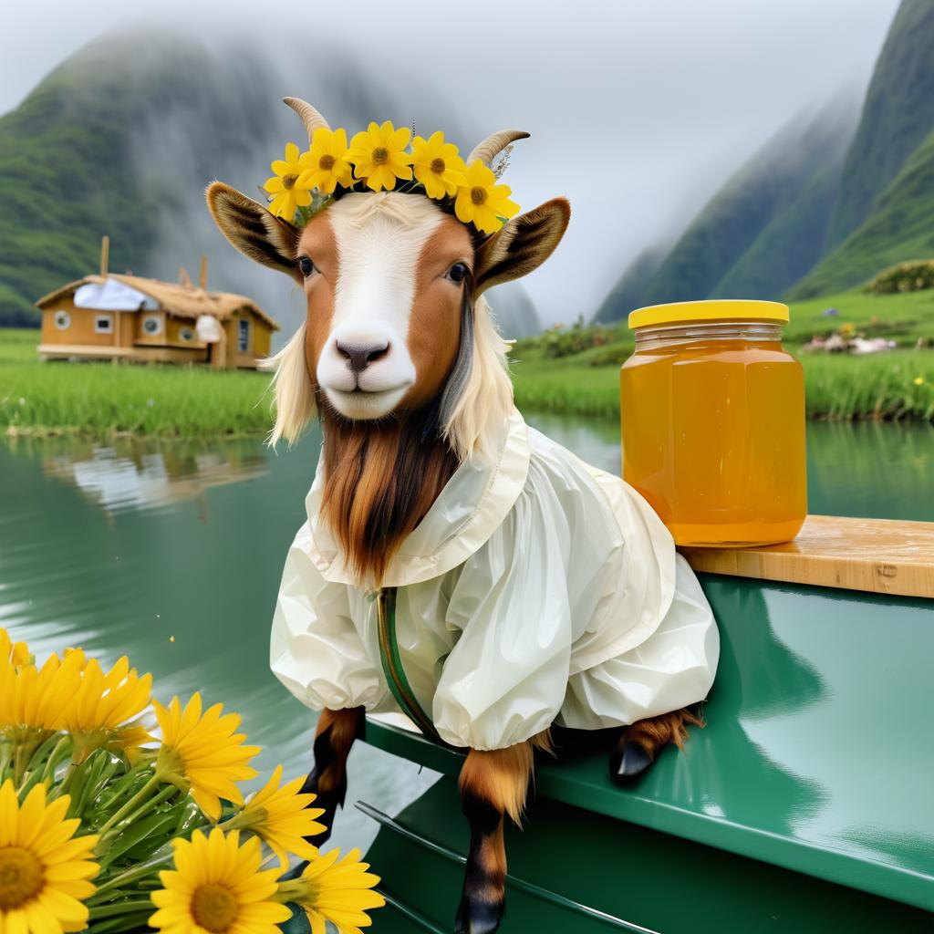 Goat Adventure: Flower Crown and Raincoat