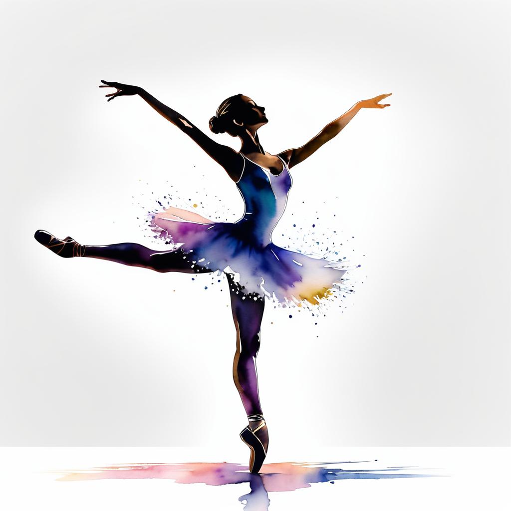 Graceful Ballerina in Backlit Ink Art