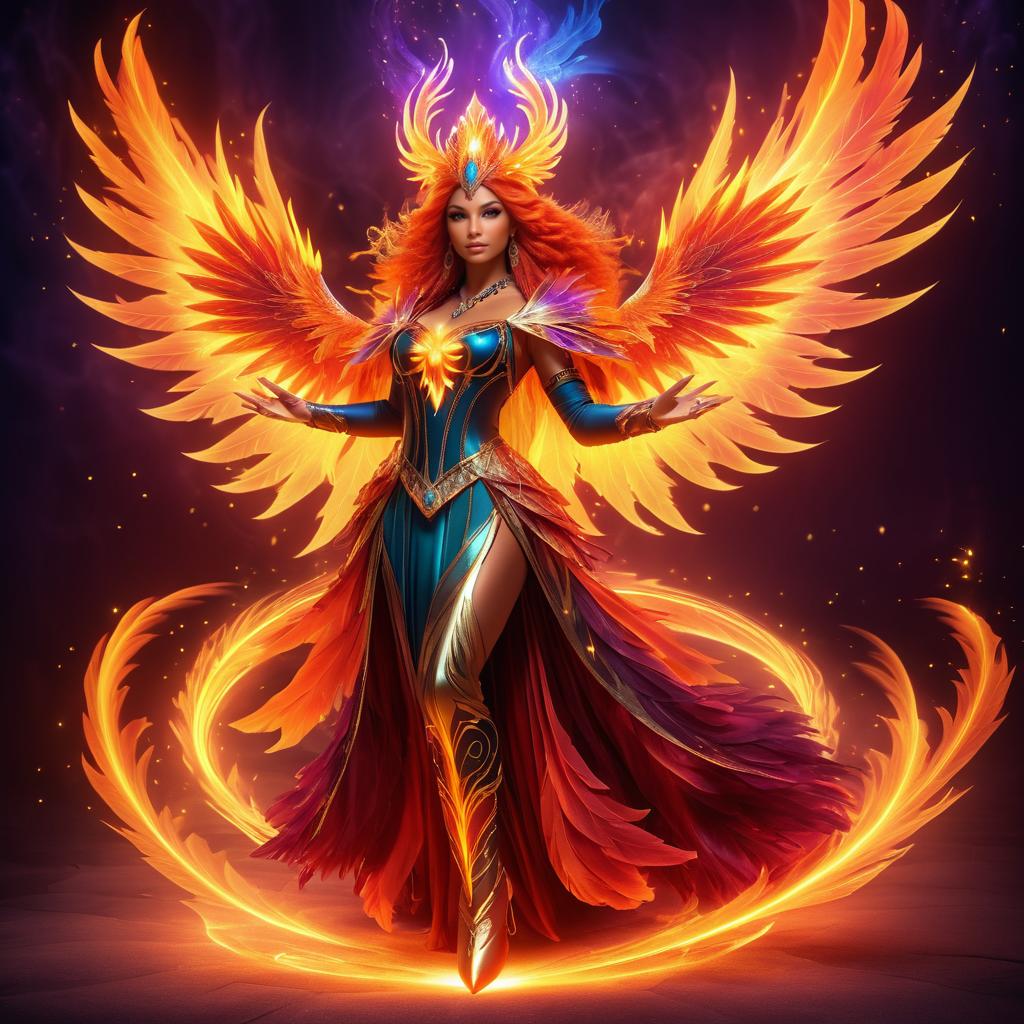 Enchanting Phoenix Sorceress in Fantasy Realm