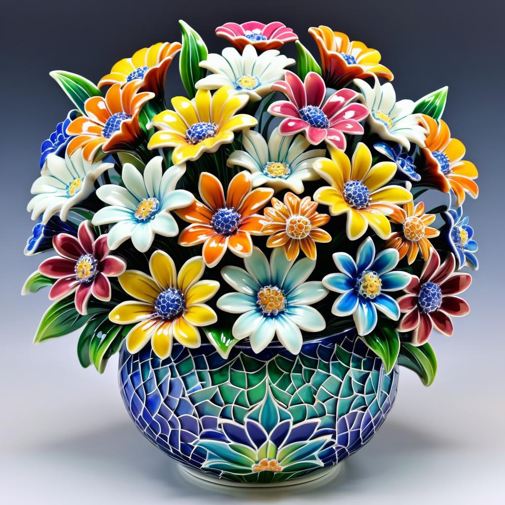 Hyperrealistic Ceramic Flower Bouquet Design