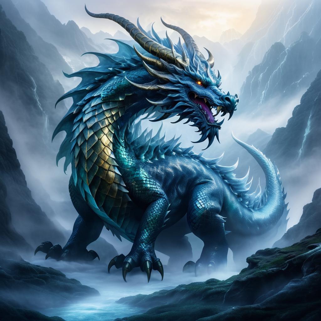 Mystical Dragon in Enchanted Mountains