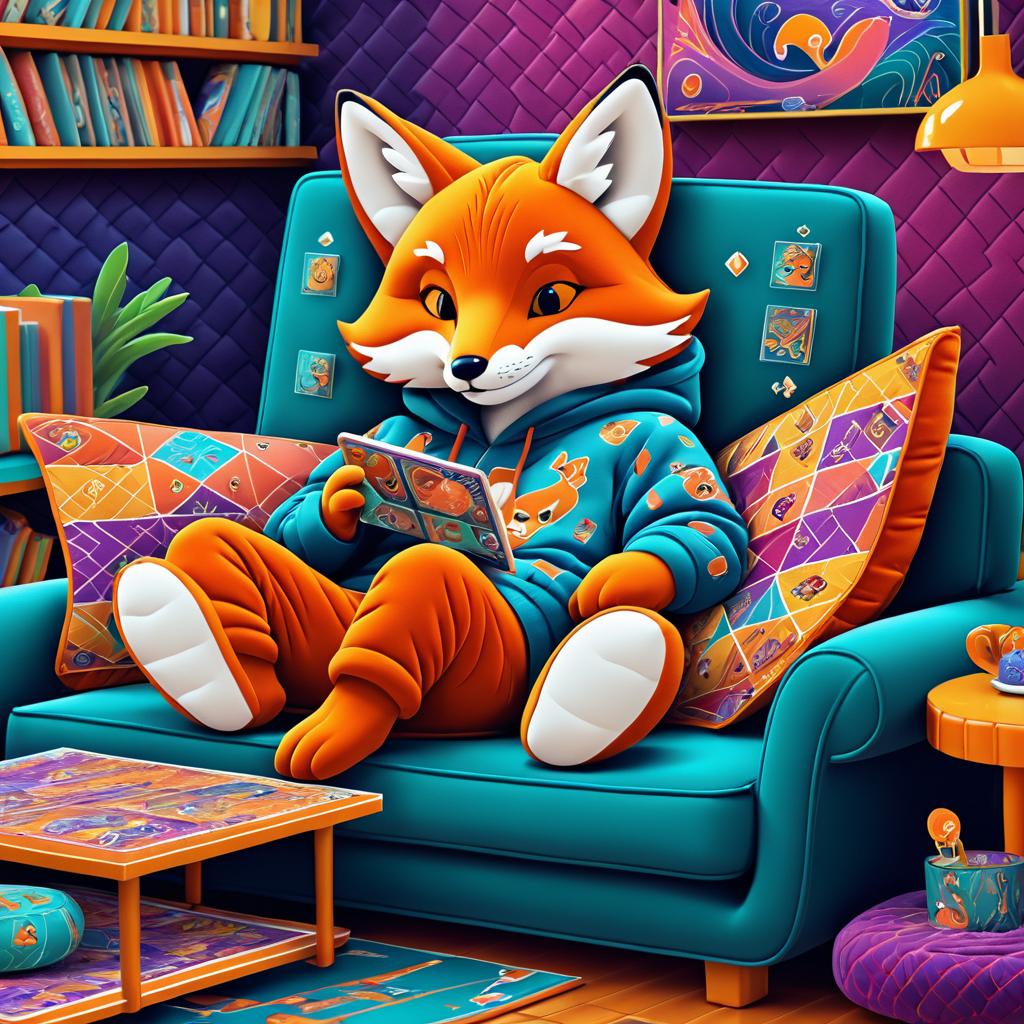 Whimsical Fox Enjoying Board Game Evening