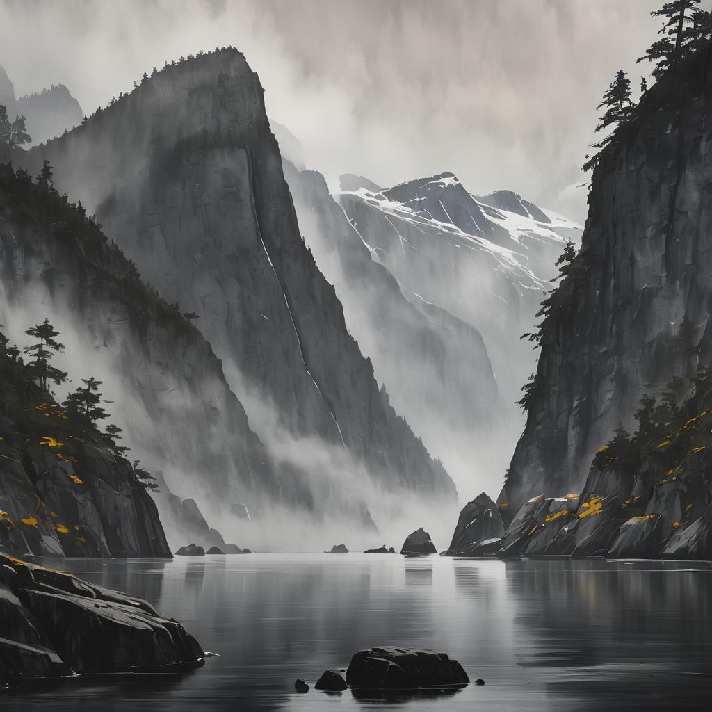 Misty Fjord Landscapes in Muted Tones