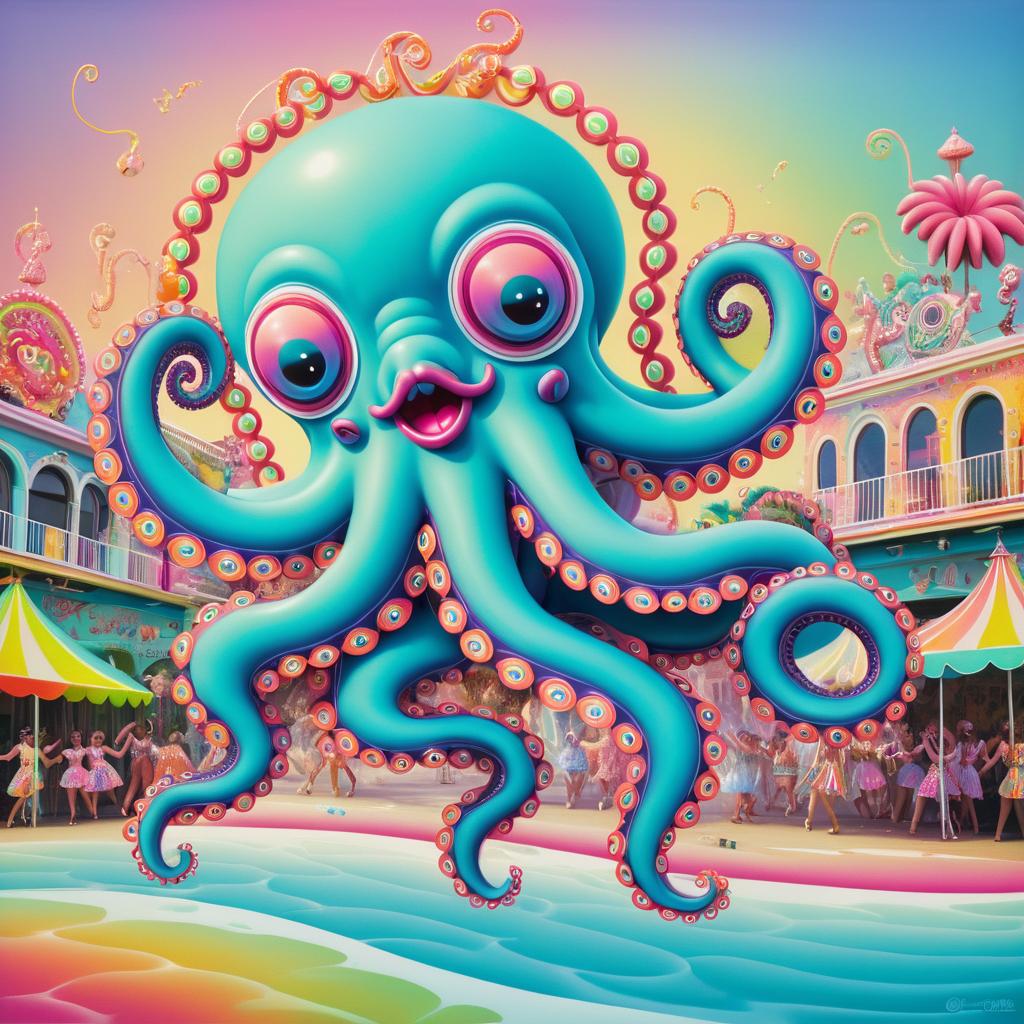 Vibrant Carnival Dancing Octopus Art