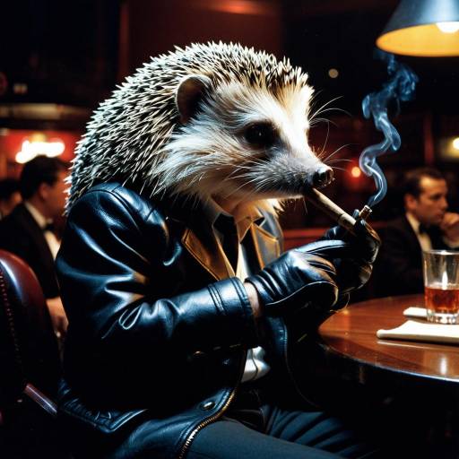 Hedgehog Smoking Cigar in Jazz Club