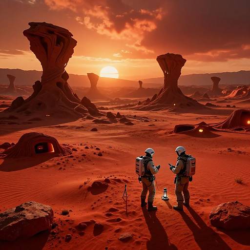 Alien Planet Exploration at Sunset