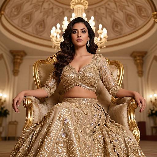 Elegant South Asian Woman in Ornate Setting