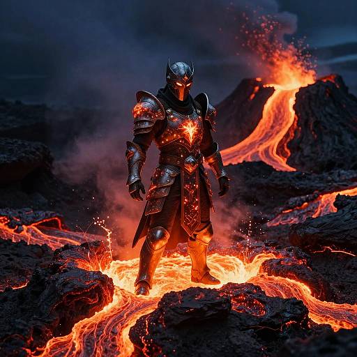 Fantasy Warrior in Lava Armor