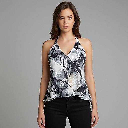 Stylish Woman in Abstract Halter Top