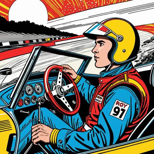 Dynamic Vintage Race Car Driver Illustration