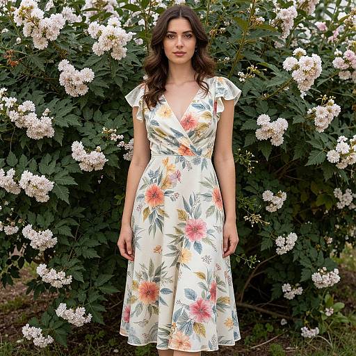 Woman in Floral Spanish Dress