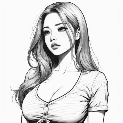 Monochrome Sketch of a Solo Girl