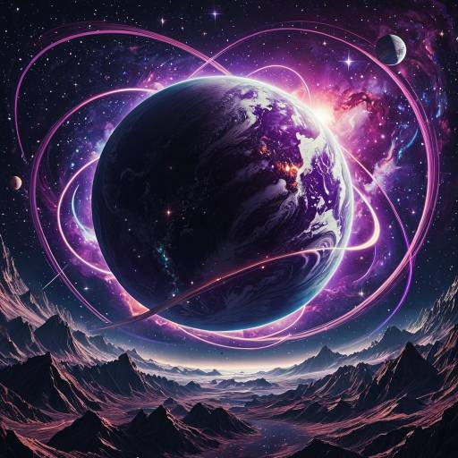 Majestic Water Planet Orbiting a Purple Star