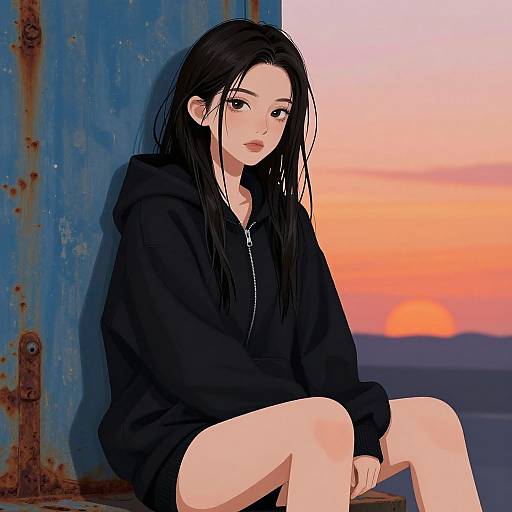 Young Woman Against Rusted Wall