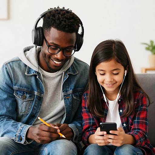 Realistic Denim Couple Indoors Portrait